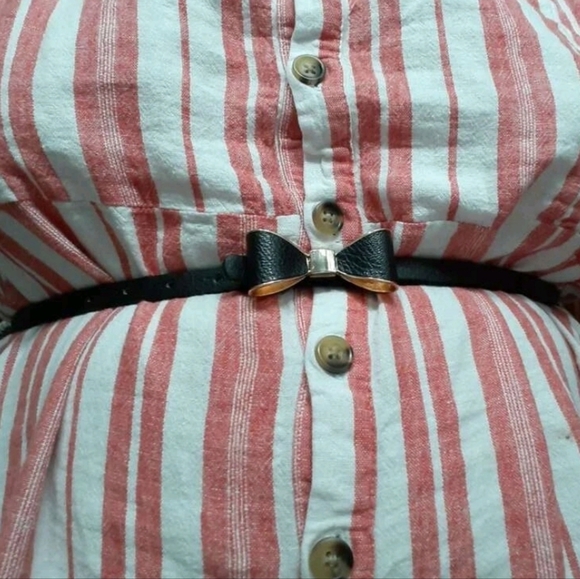 Plus Black faux leather Bow tie skinny waist evening Formal wedding dress belt - Picture 16 of 16